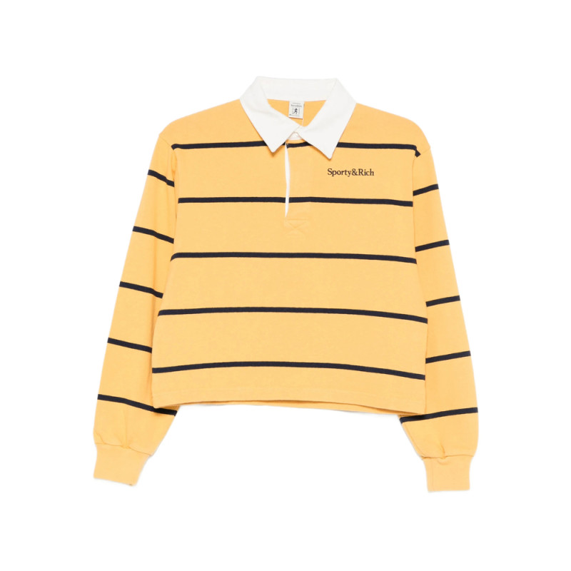 Sporty & Rich Striped Long-sleeved Polo Top