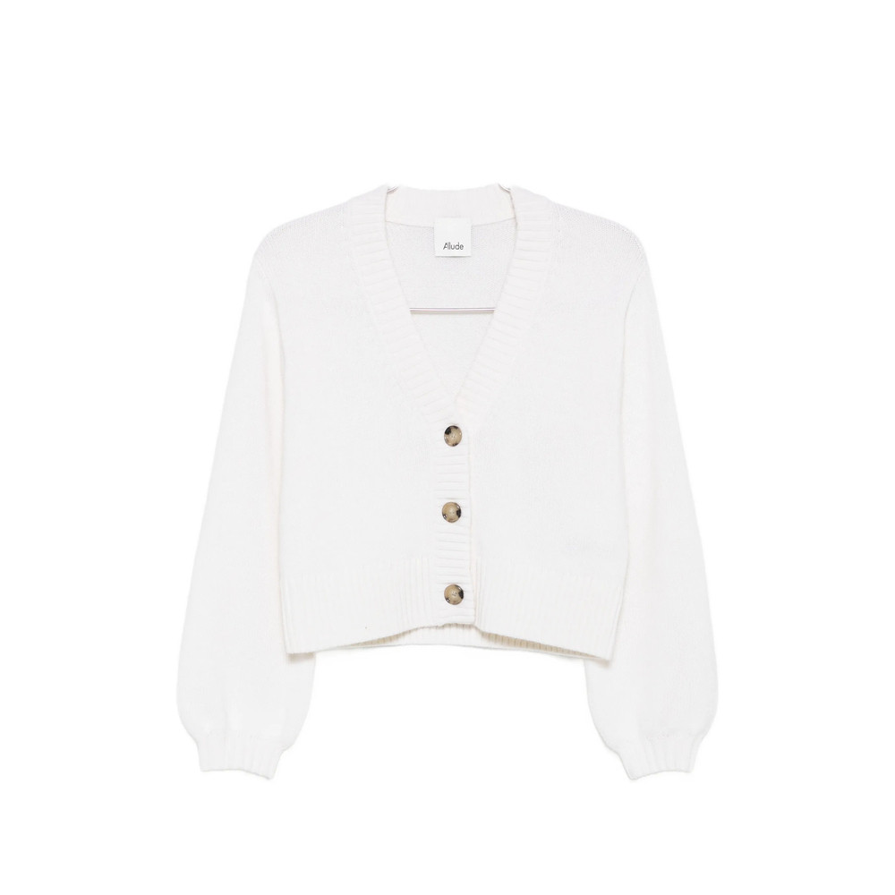 Allude Ribbed-trim V-neck Cardigan