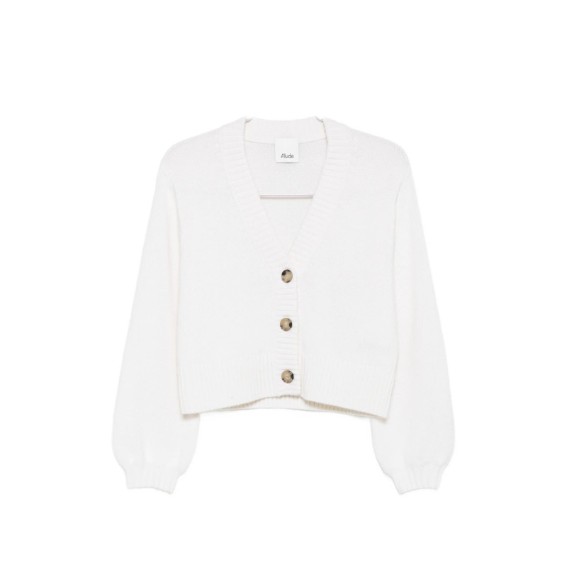 Allude Ribbed-trim V-neck Cardigan