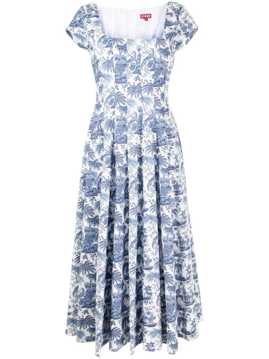 Wells graphic-print cotton midi dress