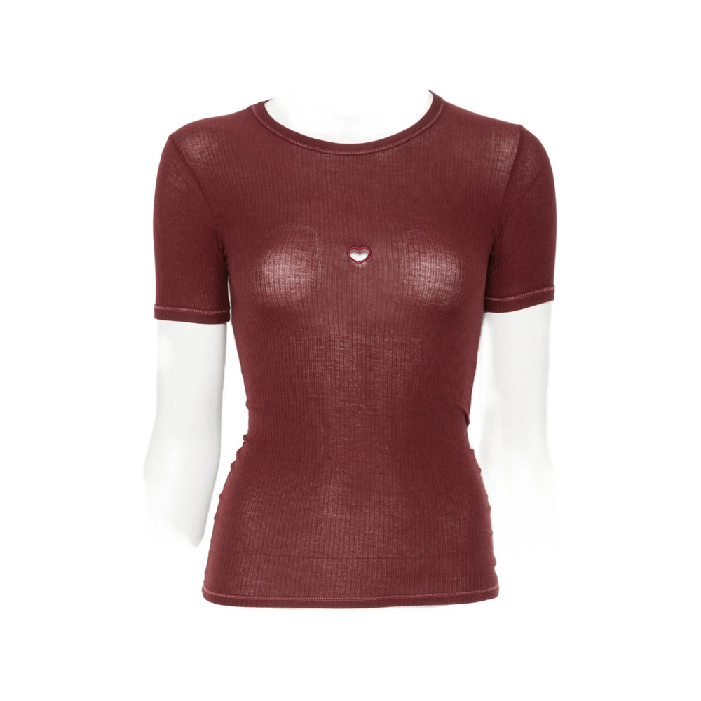Baserange Heart-cutout Ribbed T-shirt