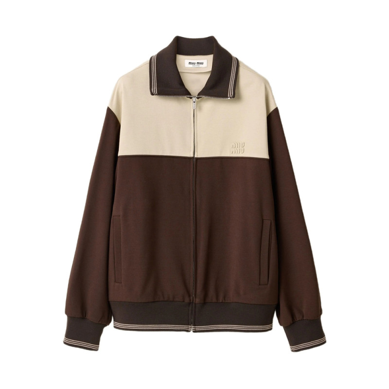 Miu Miu Knitted-cuffs Zip-front Sweatshirt