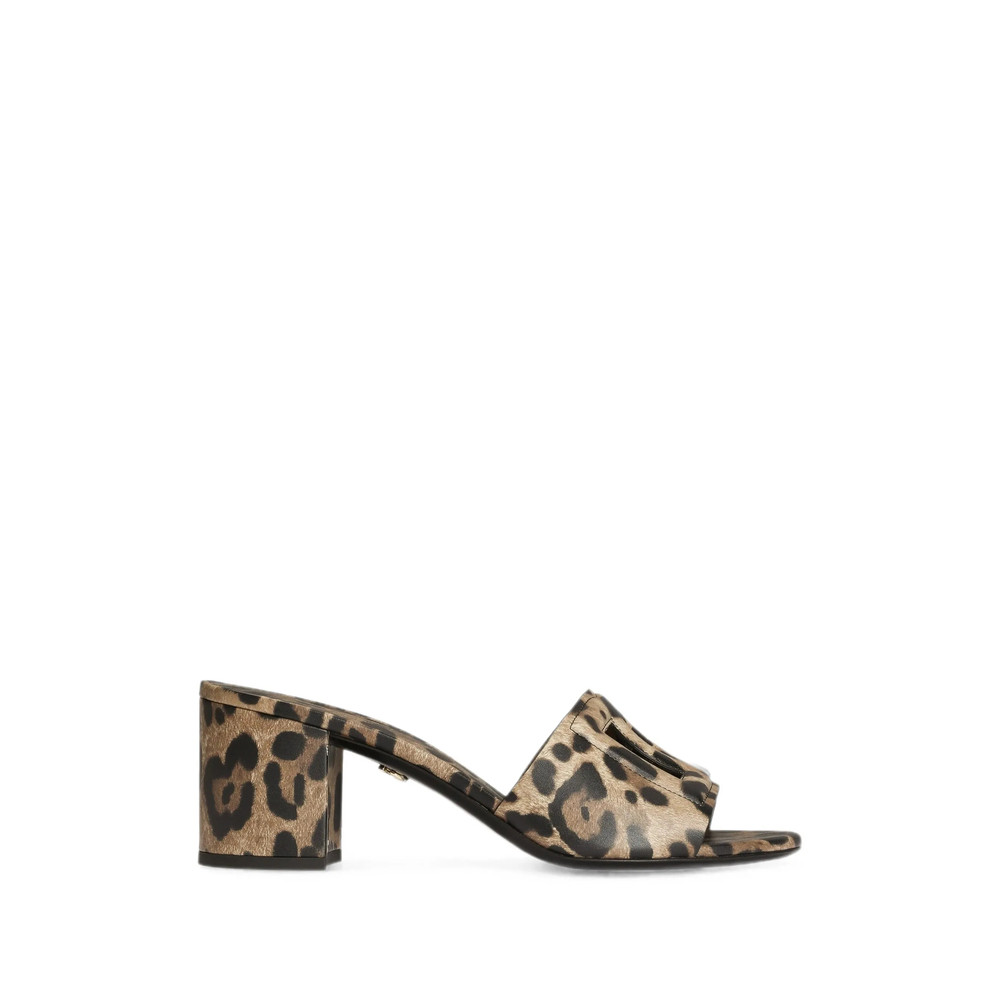 Dolce & Gabbana Leo-print Calfskin Mules