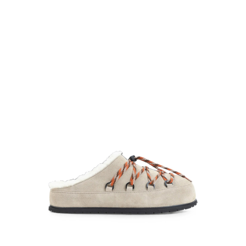 Prada Shearling-trim Lace-up Slippers