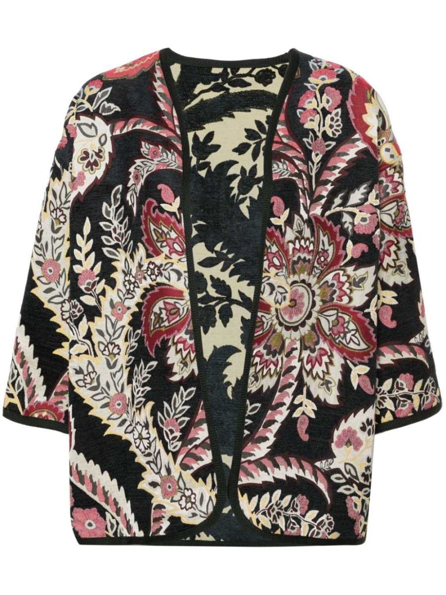 patterned-jacquard brocade jacket