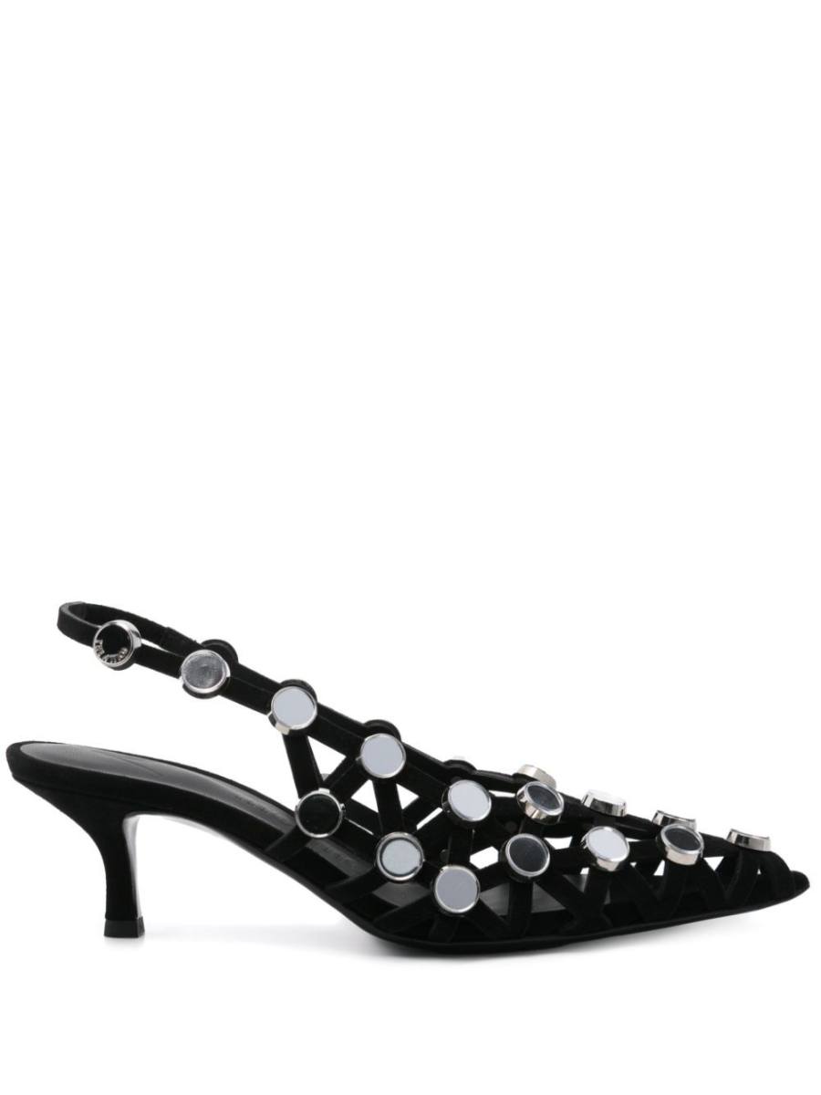 50mm Grid slingback pumps