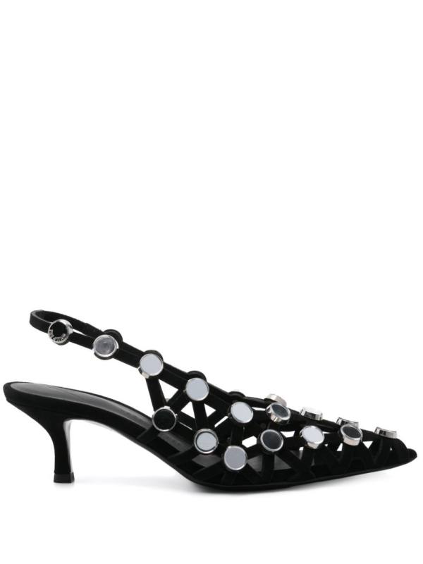 50mm Grid slingback pumps