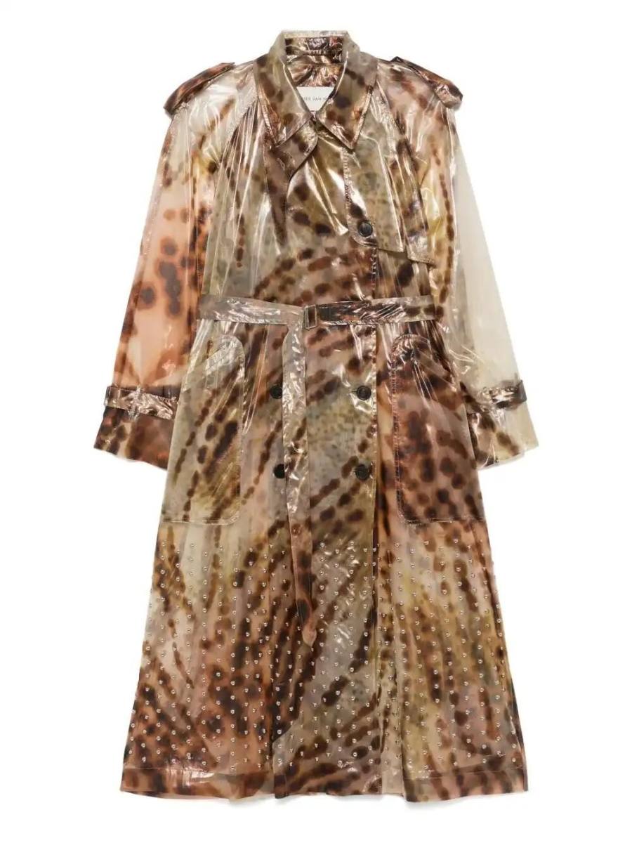leopard-print trench coat