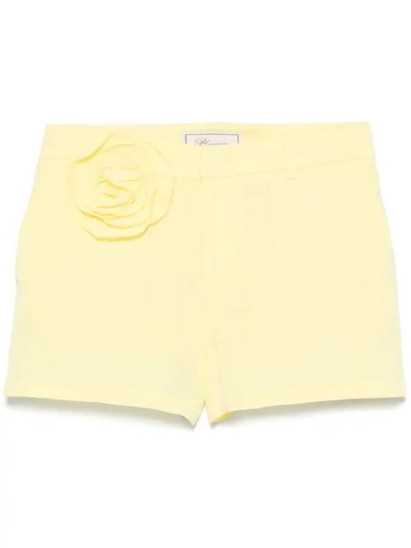 floral-appliqué shorts