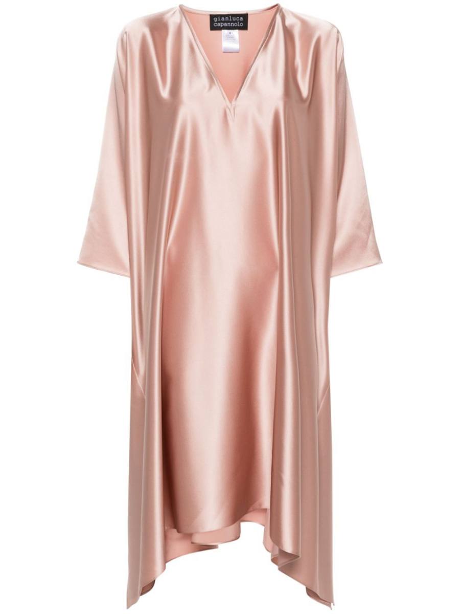 satin-weave kaftan dress