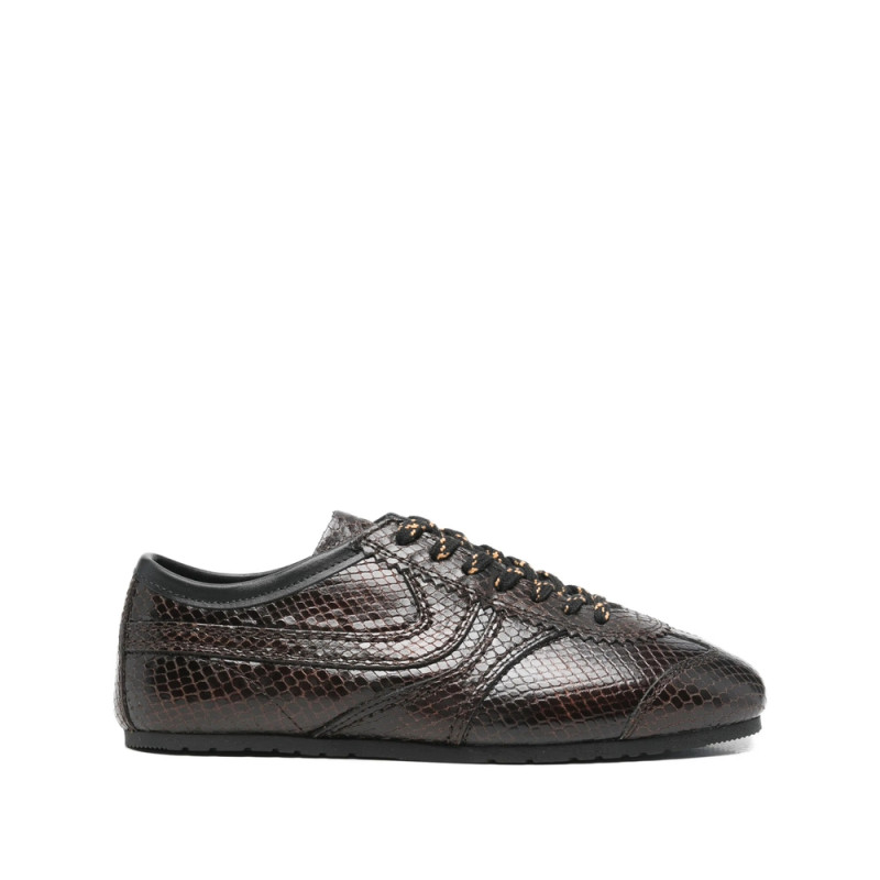 Dries Van Noten Snakeskin-effect Leather Sneakers