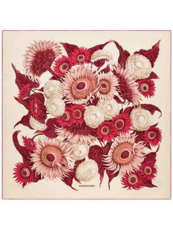 Sunflower print silk scarf