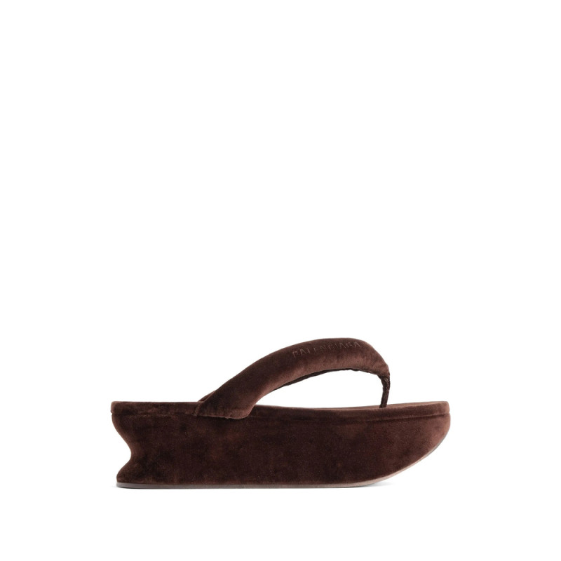 Balenciaga Gaeta Velvet Platform Flip-flops