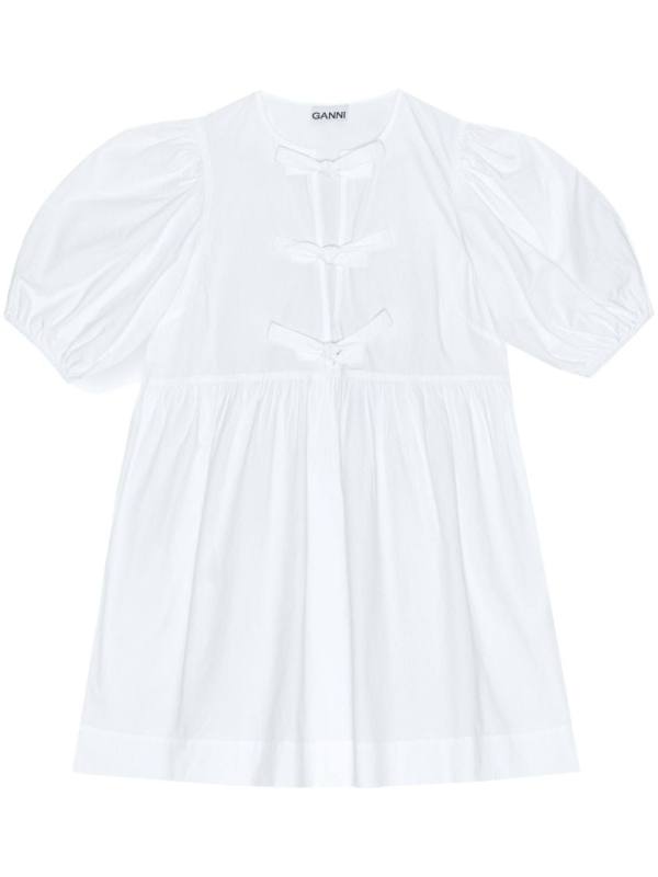 Cotton Poplin Tie String Mini Dress