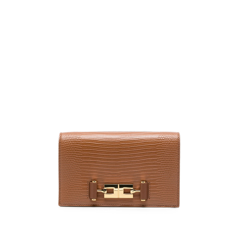 Elisabetta Franchi Reptile-effect Logo-plaque Clutch Bag