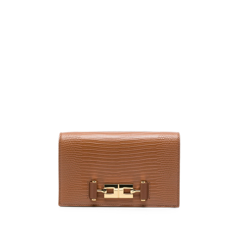 Elisabetta Franchi Reptile-effect Logo-plaque Clutch Bag
