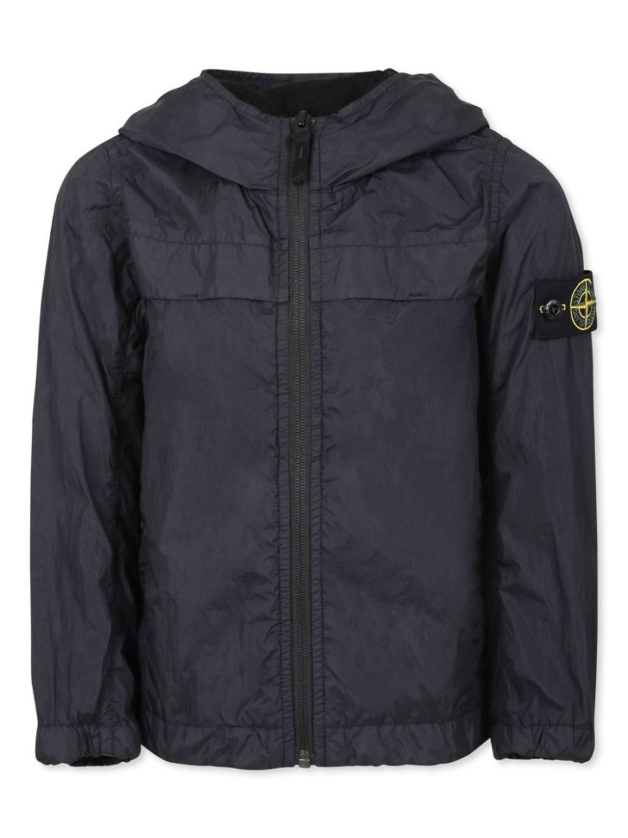 Compass-badge hooded jacket