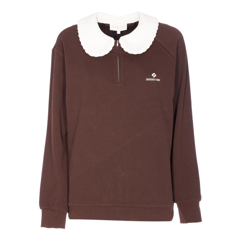 Shushu/tong Logo-embroidery Zip-collar Sweatshirt