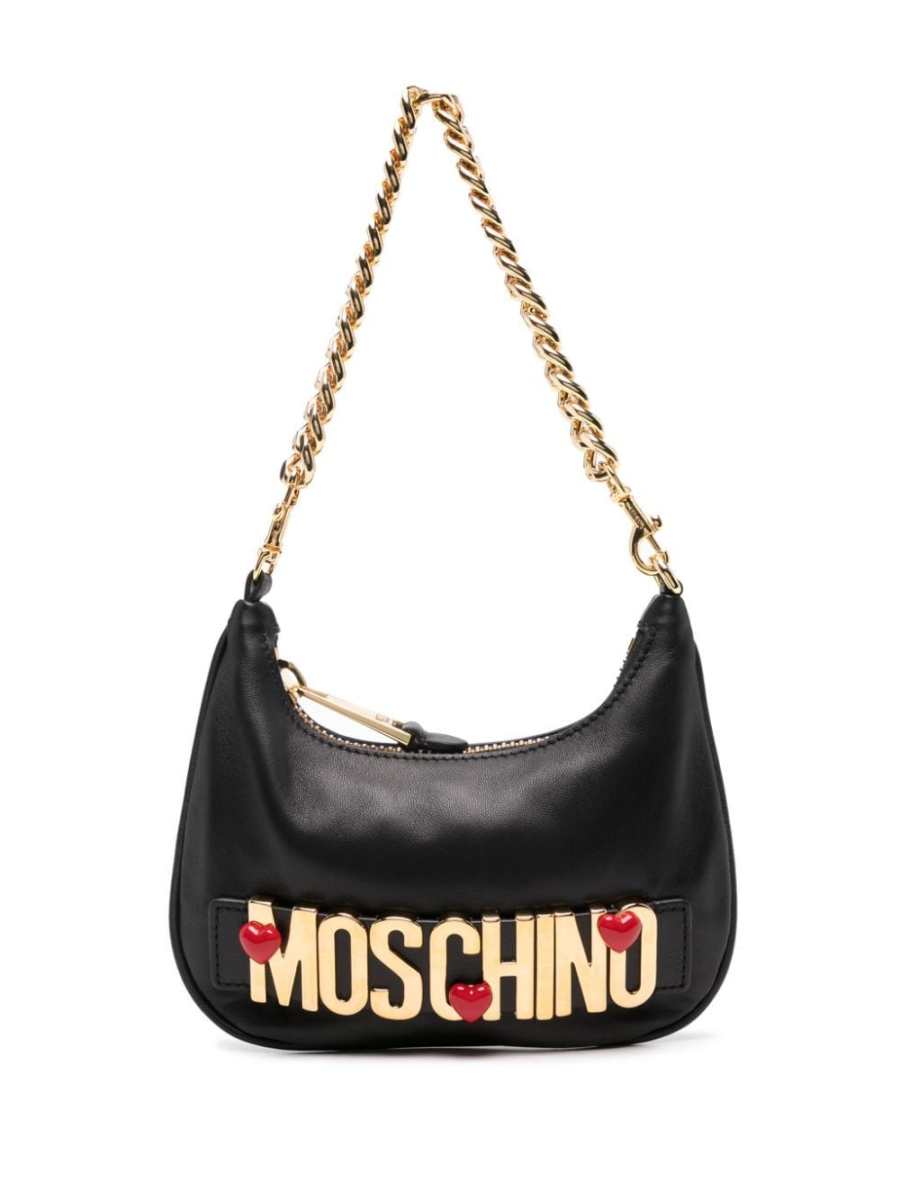 logo-lettering leather shoulder bag