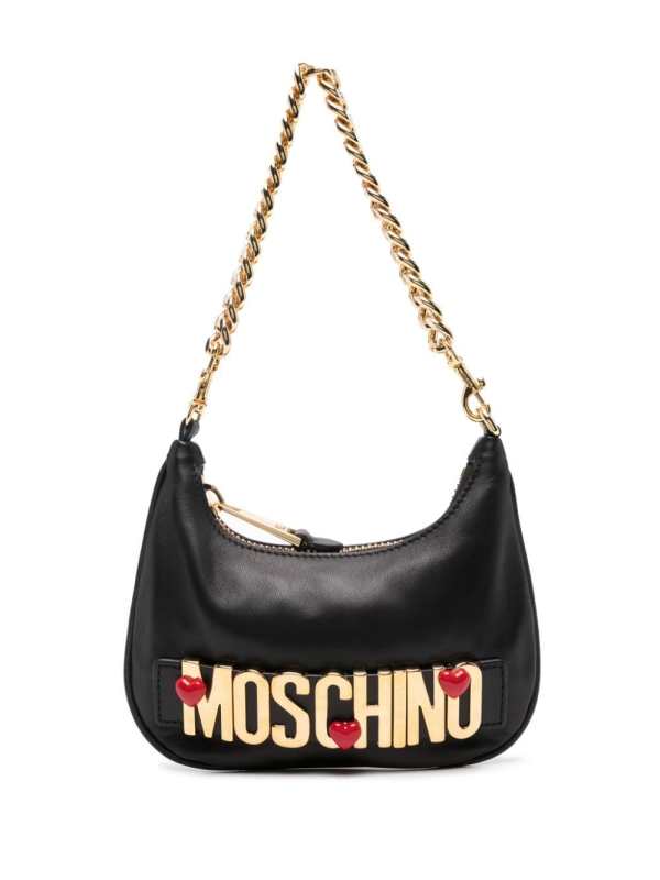 logo-lettering leather shoulder bag
