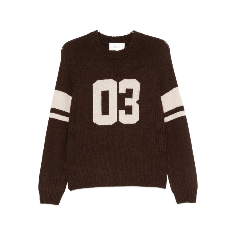 Ba & sh Number-intarsia Wool Sweater