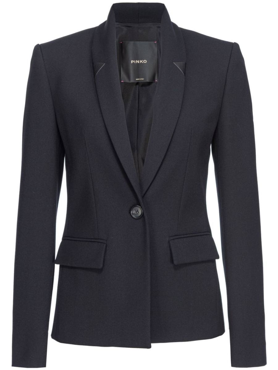 shawl-lapel twill blazer