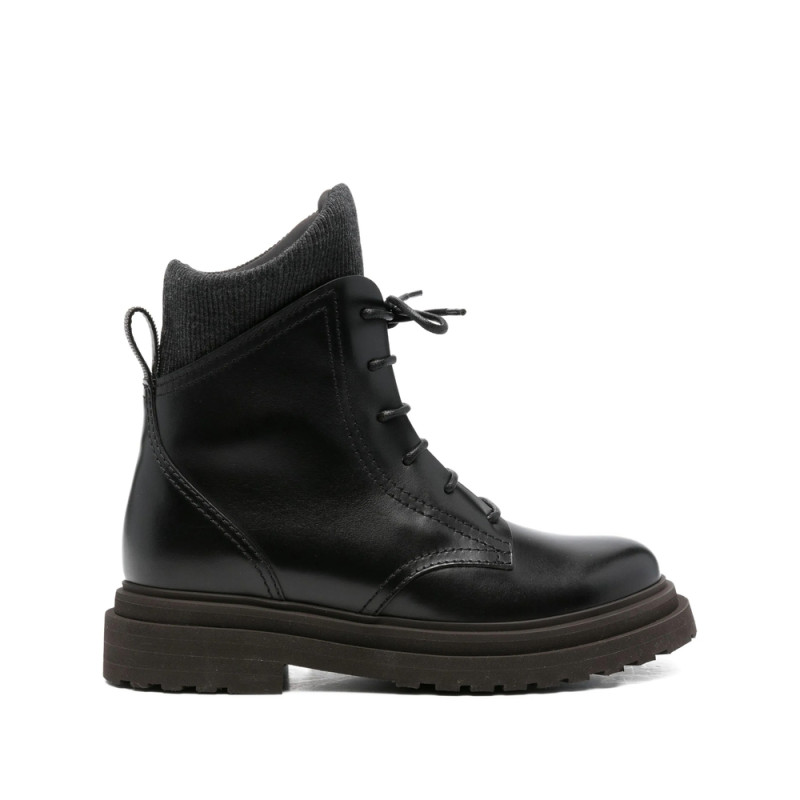 Brunello Cucinelli Lace-up Ribbed-knit Boots