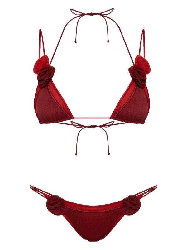 rose-appliqué bikini