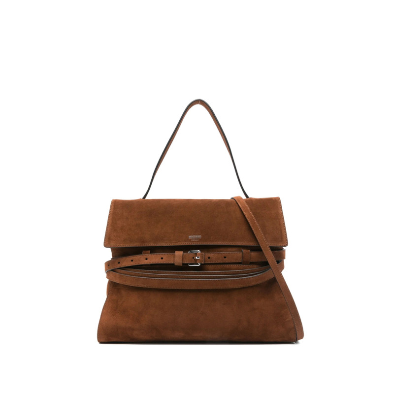Moschino Tie Me Belted Suede Tote Bag