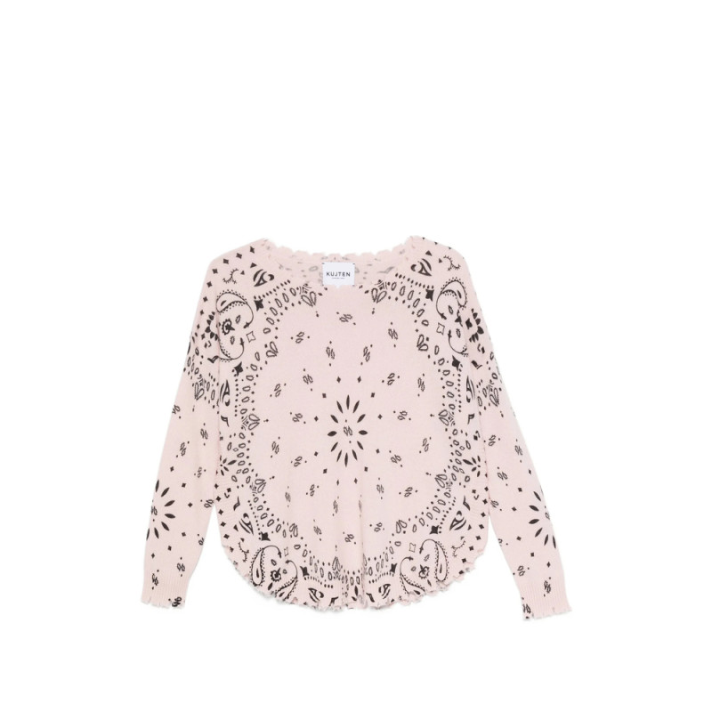 Kujten Mela Bandana Frayed-edge Sweater