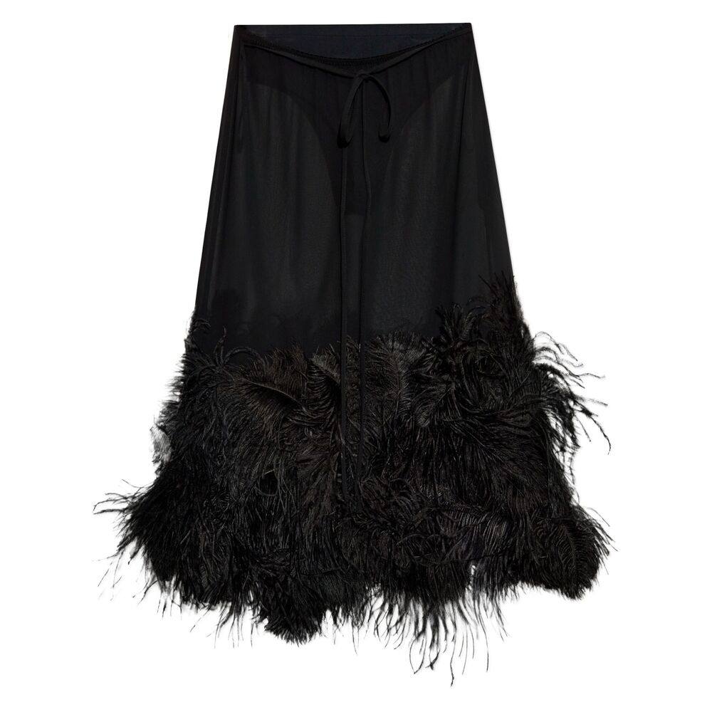The Attico Feather-trim Midi Skirt