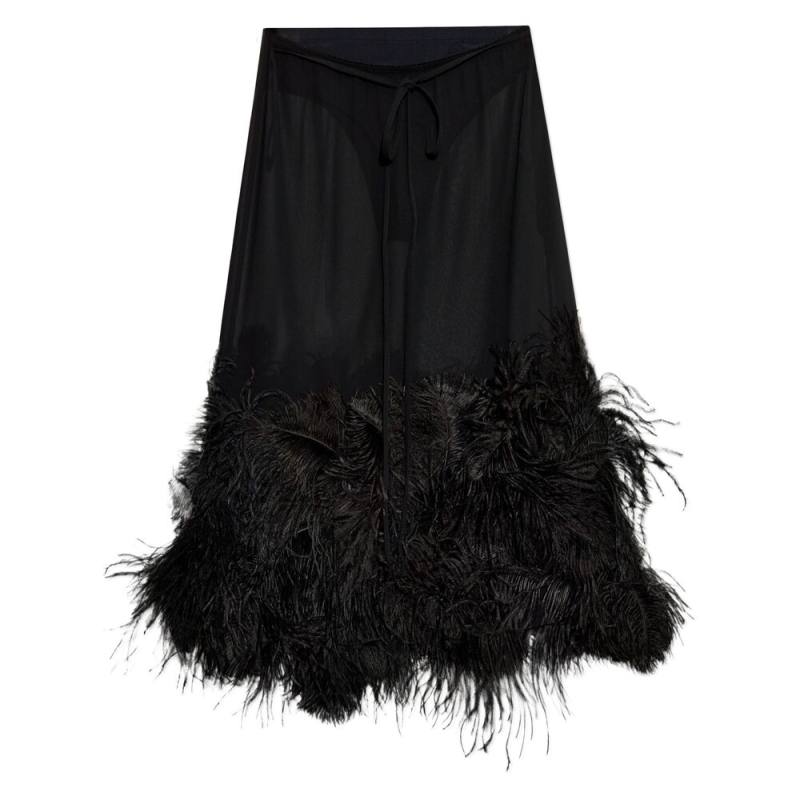 The Attico Feather-trim Midi Skirt