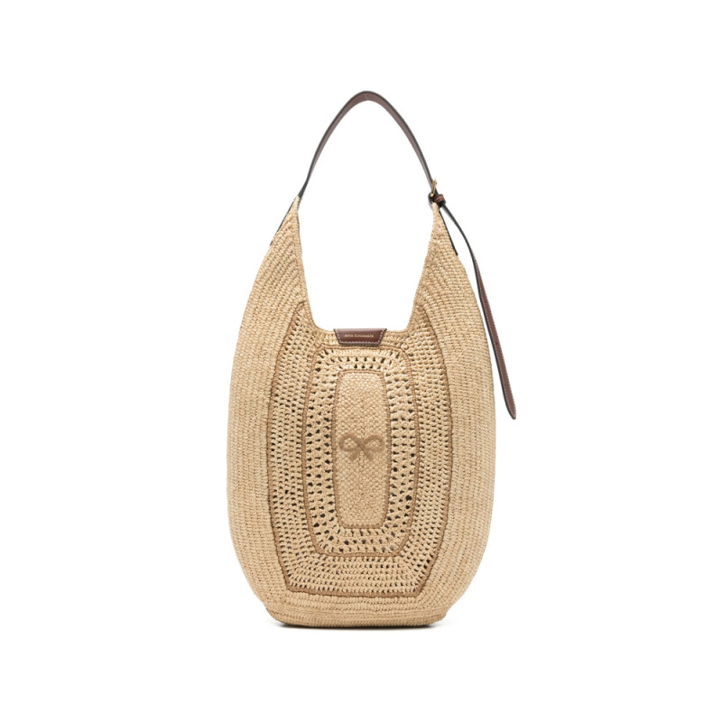 Anya Hindmarch Bow-detail Raffia Shoulder Bag