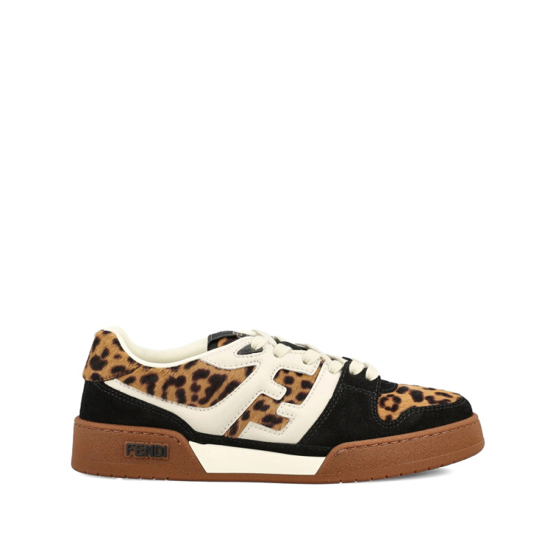 Fendi Match Leopard-print Leather Sneakers