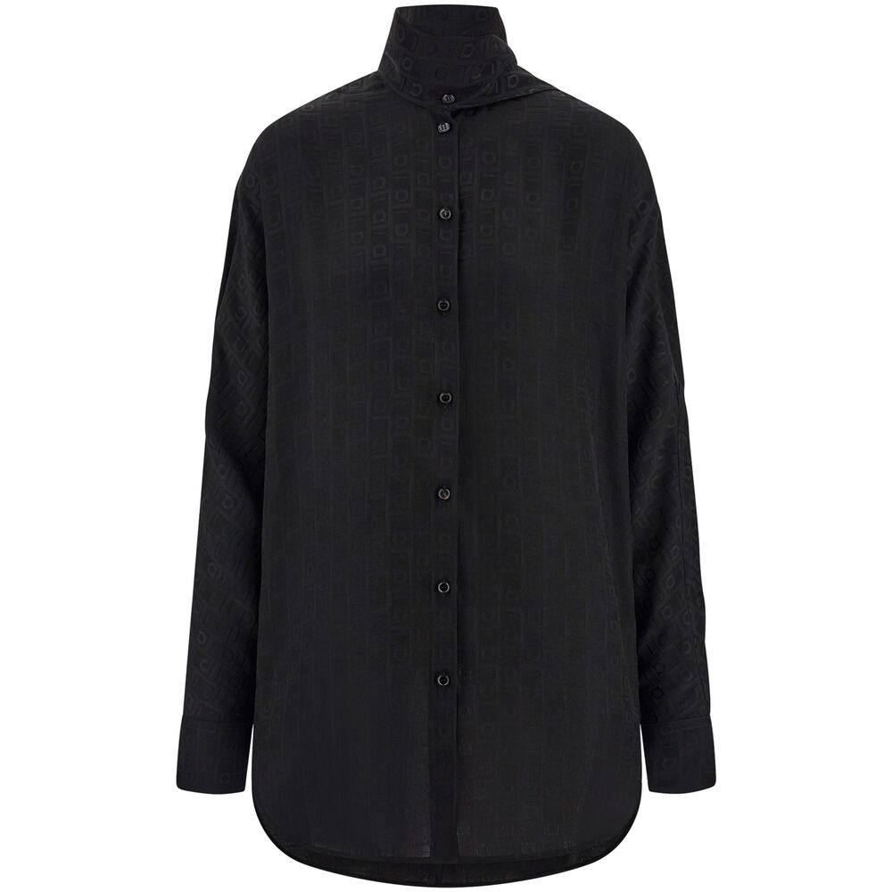 Ferragamo Sash-collar Silk Blouse