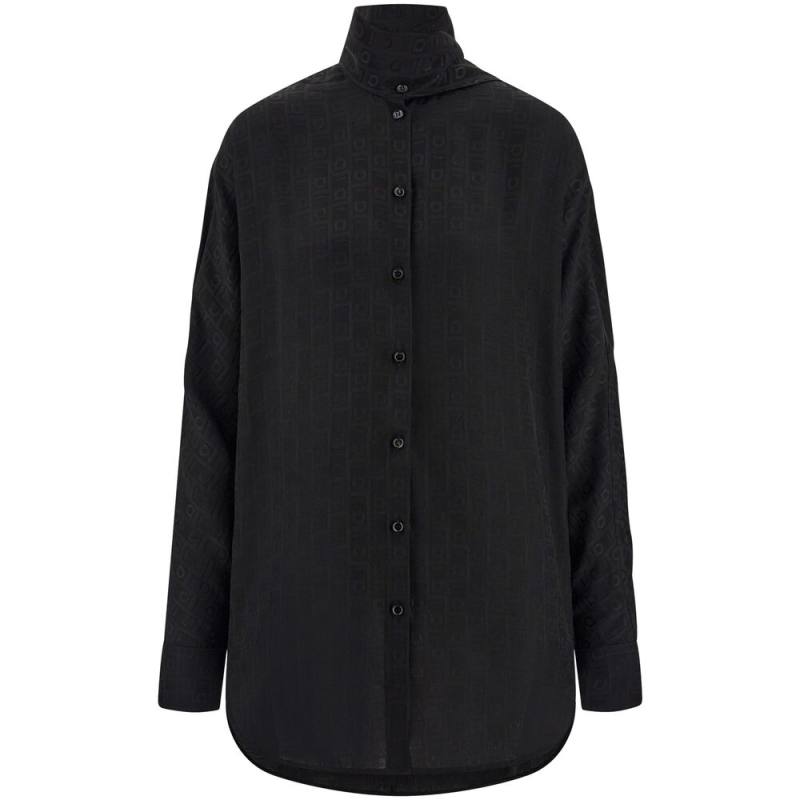 Ferragamo Sash-collar Silk Blouse