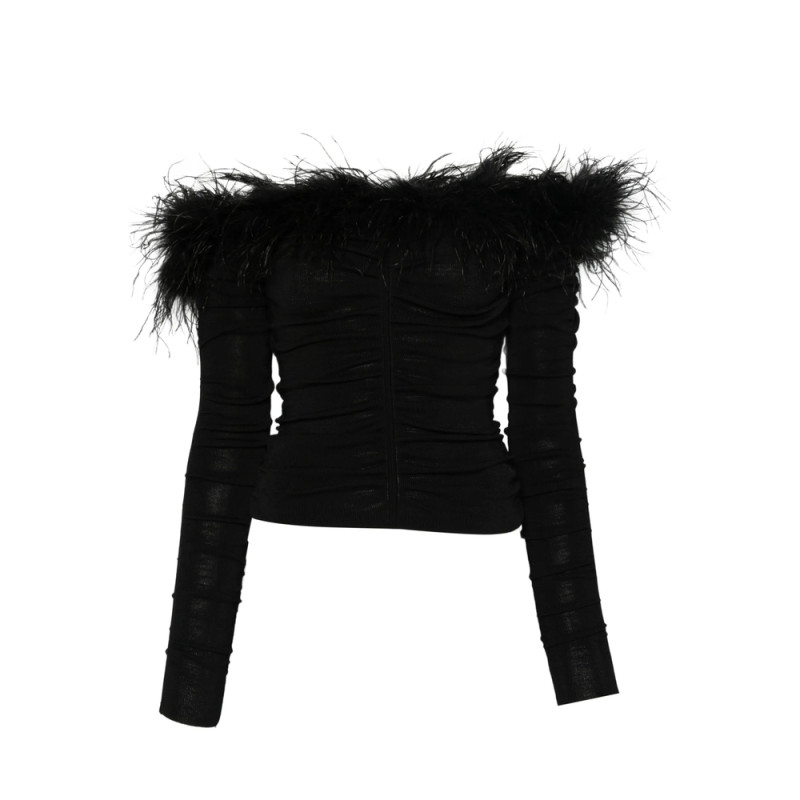 Self-portrait Feather Ruched Top