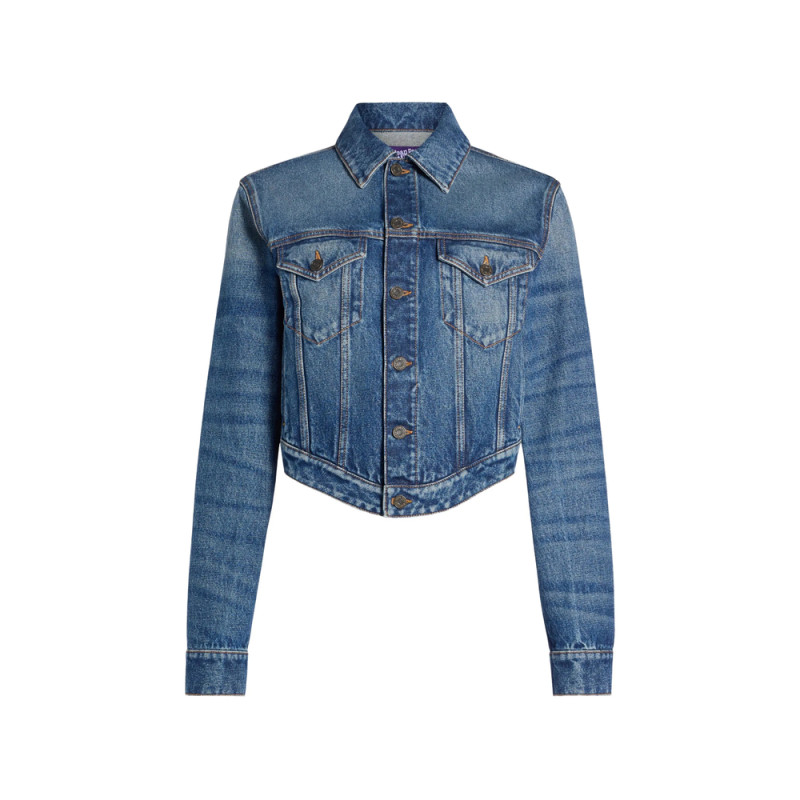 Jean Paul Gaultier Logo-print Wavy-waistband Denim Jacket