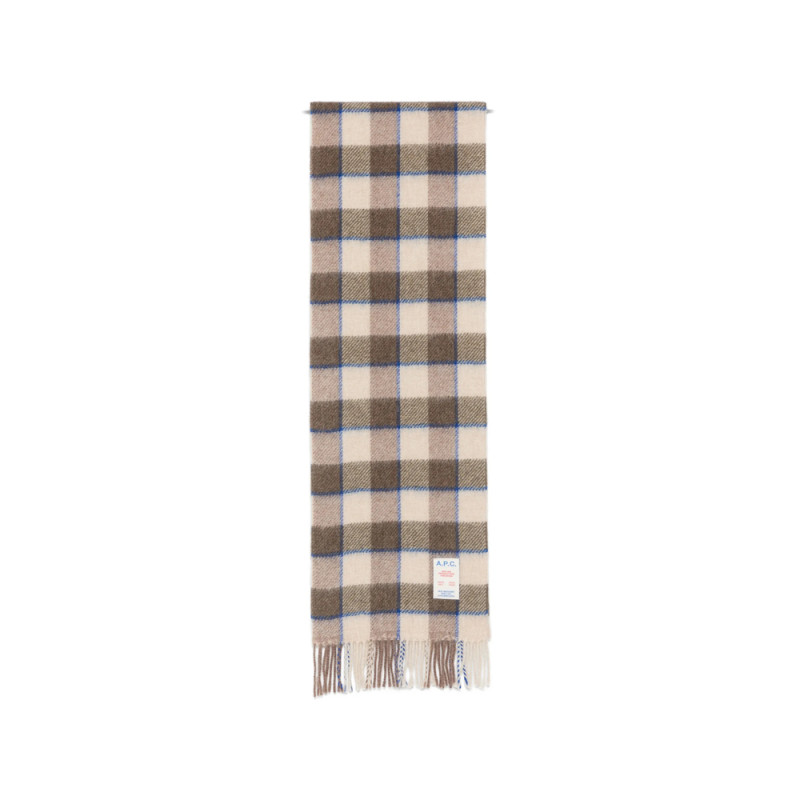 A. p.c. Check-pattern Fringed Scarf