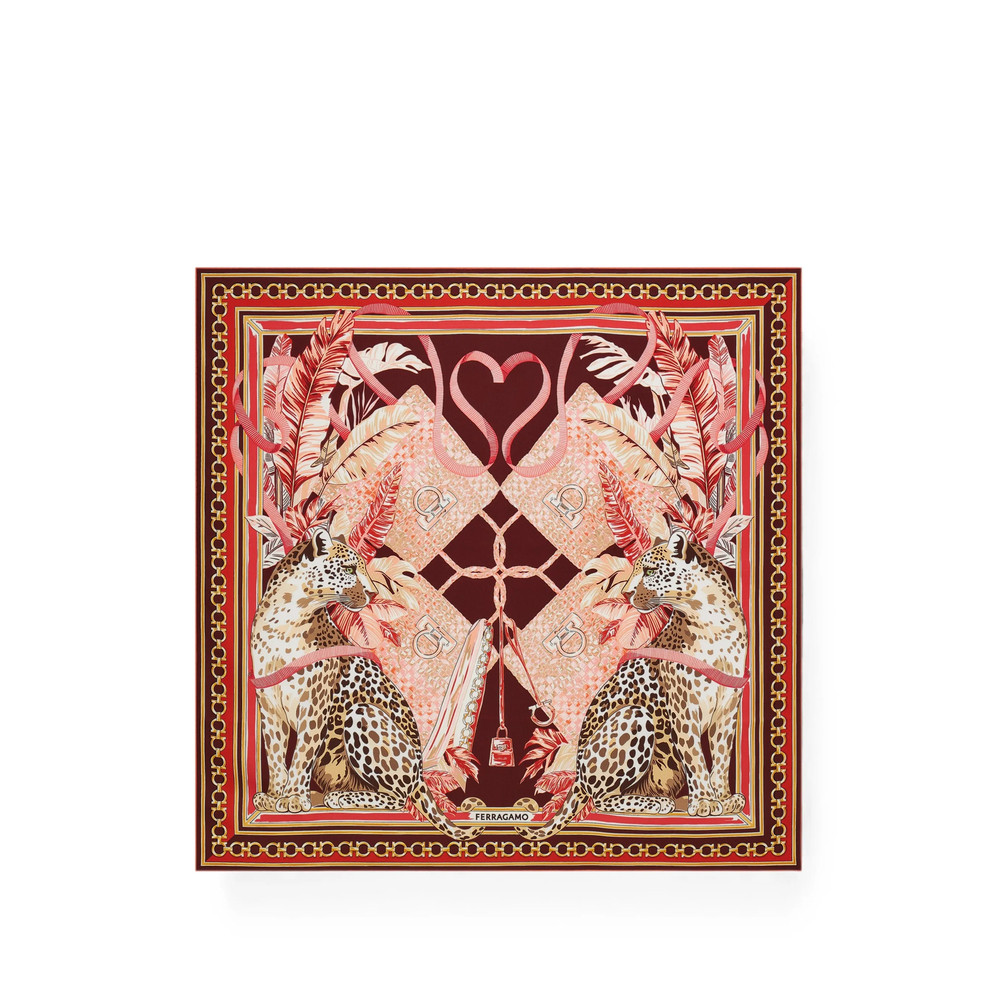 Ferragamo Feline Print Silk Foulard