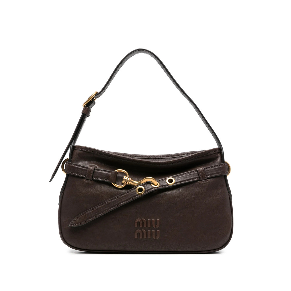 Miu Miu Logo-embossed Buckle-strap Shoulder Bag