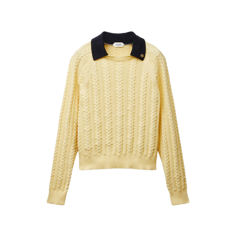 Versace Cable-knit Contrasting-collar Sweater