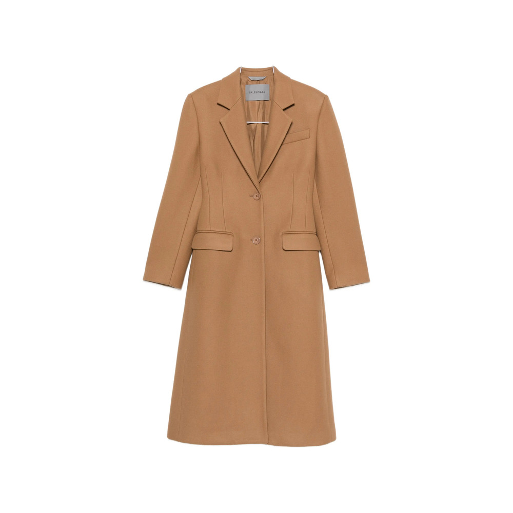 Balenciaga Single-breasted Coat In Camel