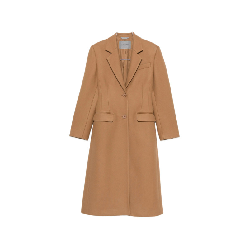 Balenciaga Single-breasted Coat In Camel
