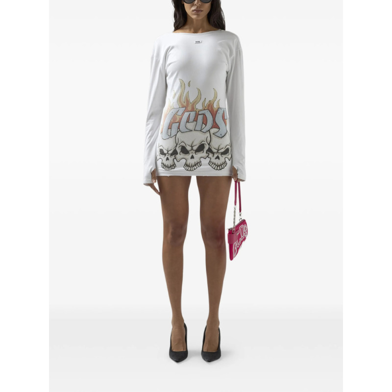 Gcds Long-sleeve Graphic-print Mini Dress