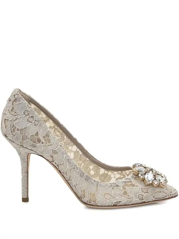 Taormina-lace crystal-embellished pumps
