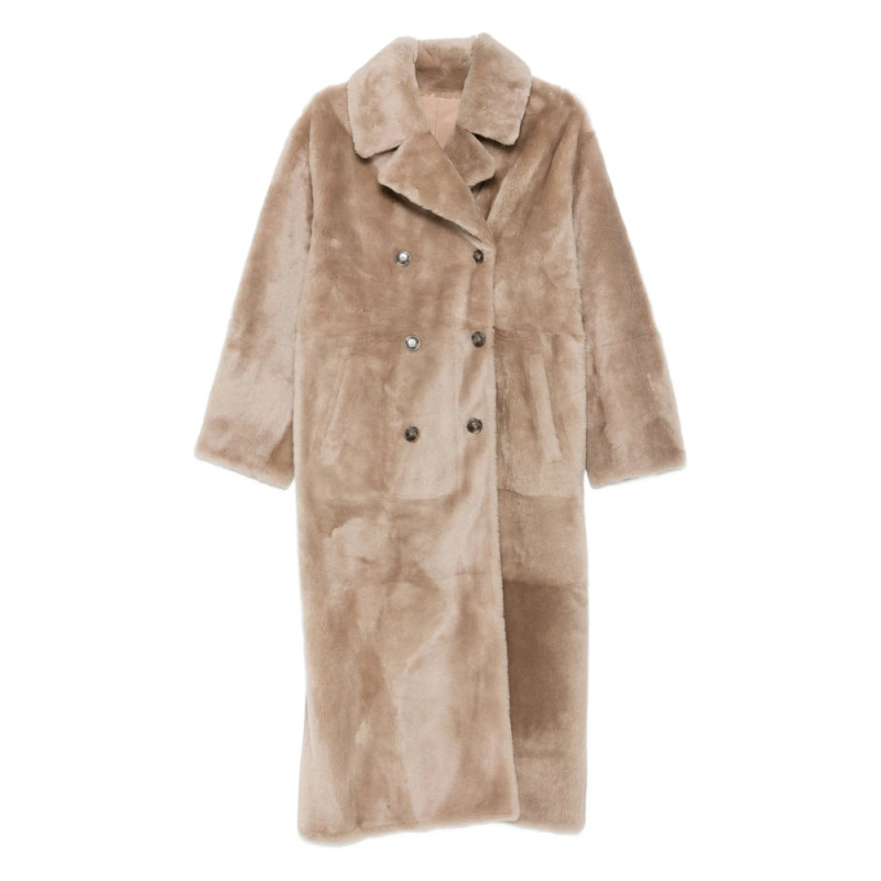 Yves Salomon Sheepskin Double-breasted Coat