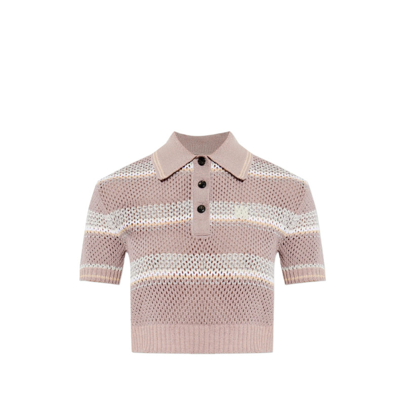 Amiri Striped Crochet-effect Polo Shirt