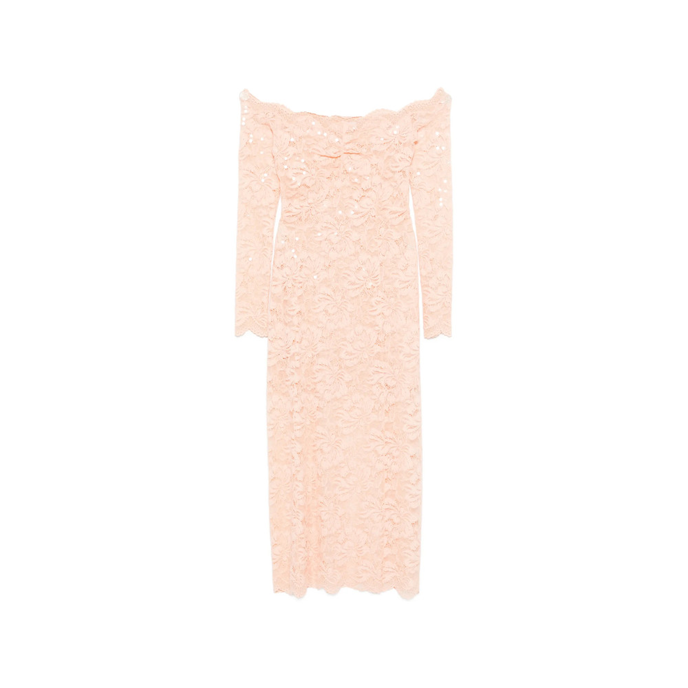 Rabanne Floral-lace Long-sleeve Midi Dress