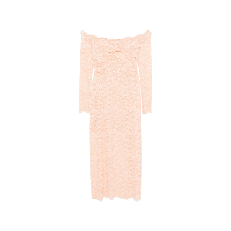 Rabanne Floral-lace Long-sleeve Midi Dress